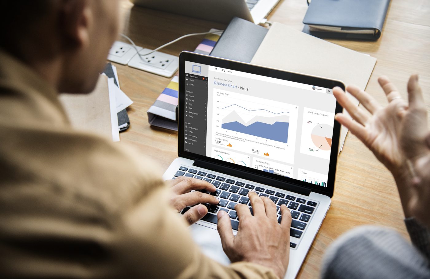 Search performance charts on a laptop screen