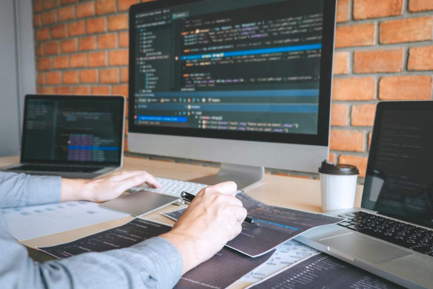 A developer working at a laptop