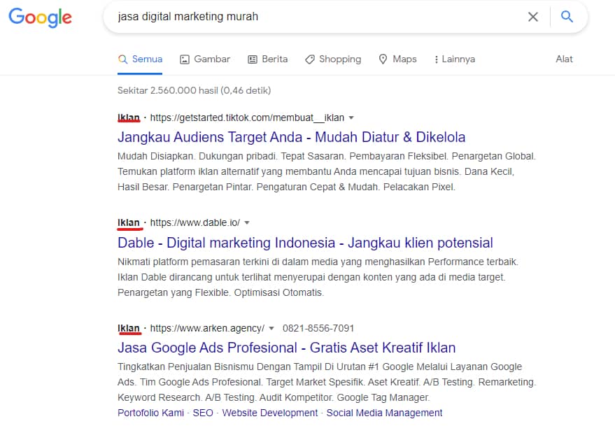 Contoh Iklan PPC Google Ads