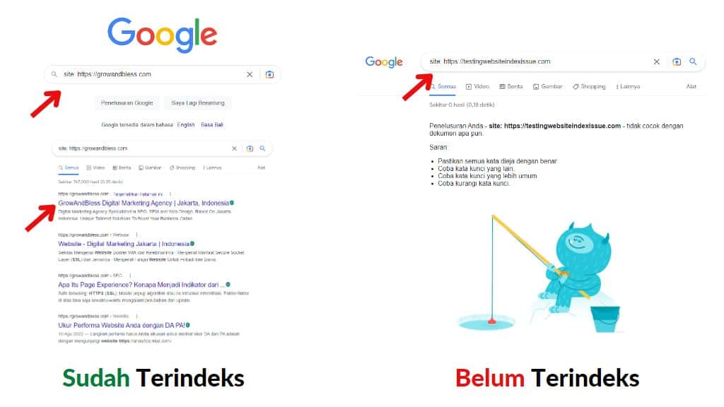 website sudah terindeks
