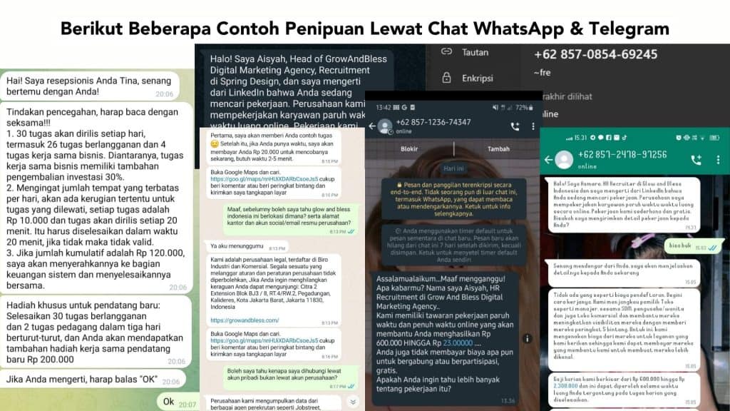 modus penipuan mengatasnamakan grow&bless