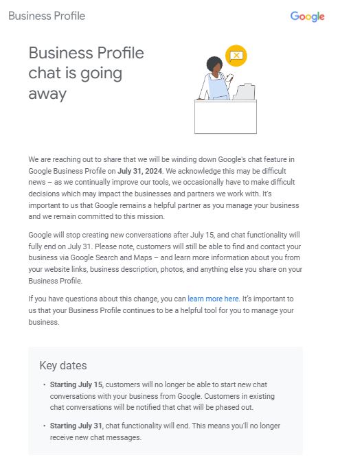Selamat Tinggal Fitur Chat Google Business Profile!