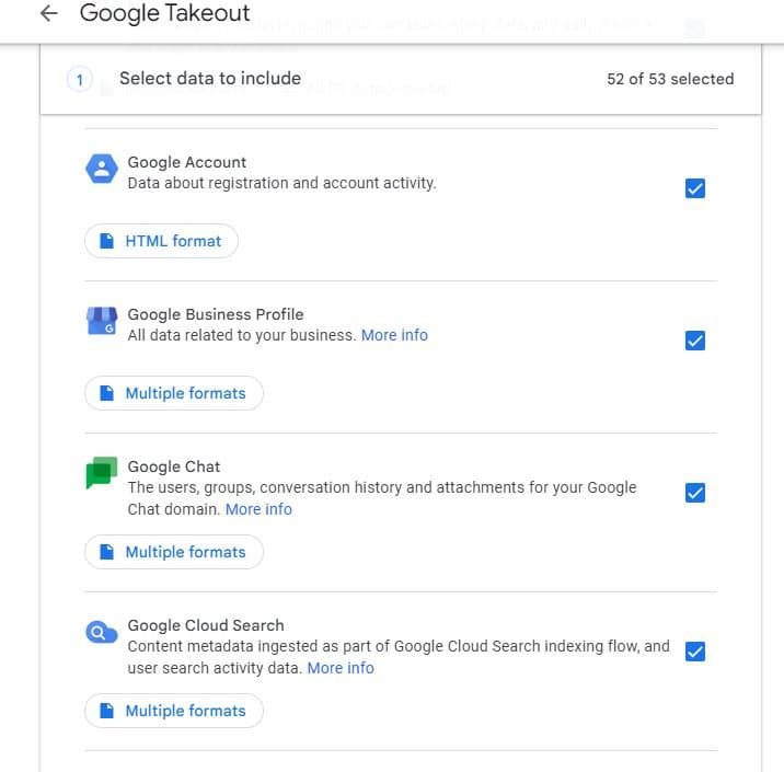 tampilan google takeout